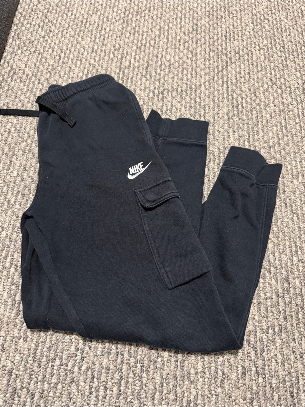 Nike Kids Black Cargo Sweatpants with White Logo
